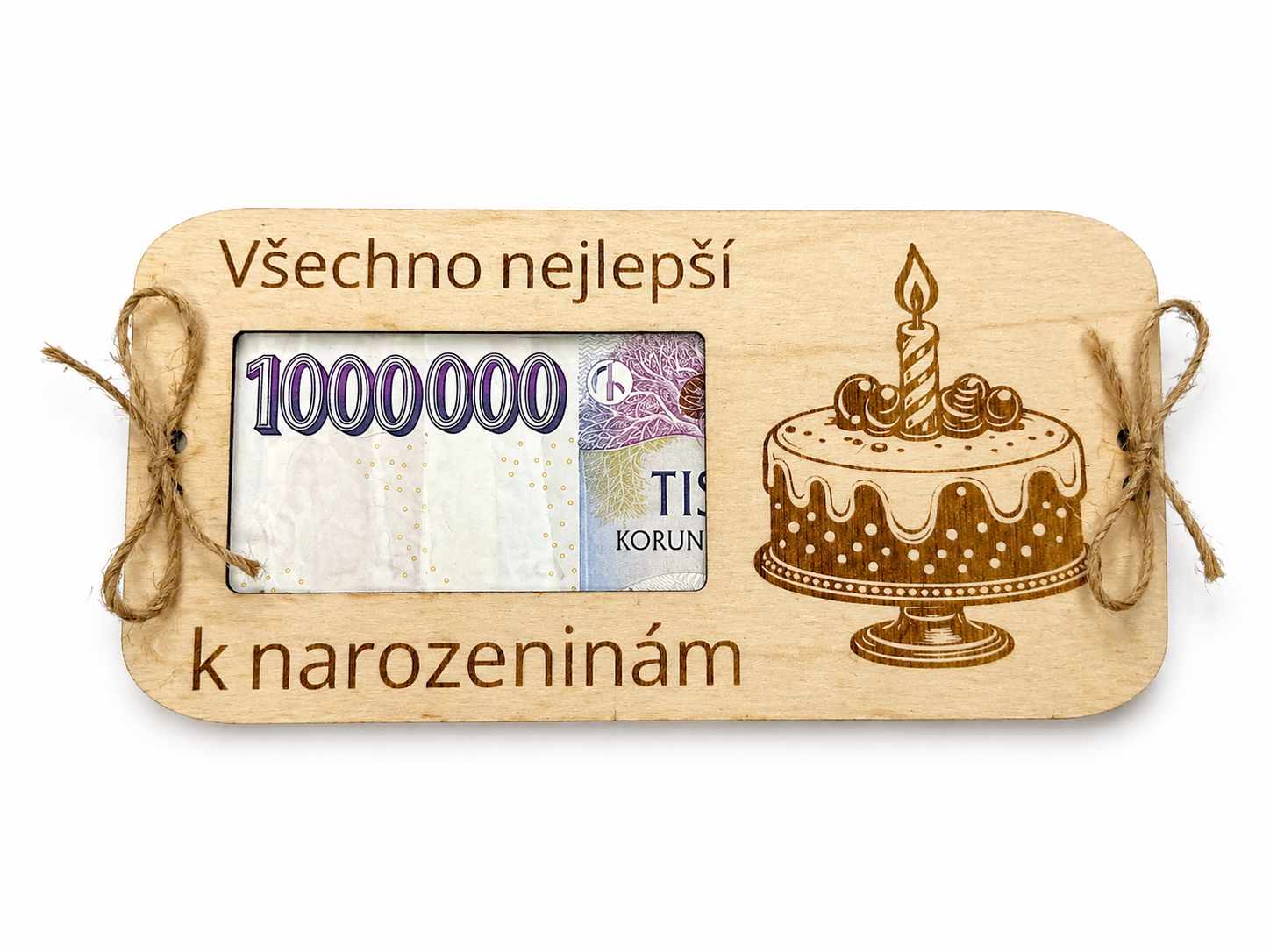Dřevěná obálka na peníze – Všechno nejlepší k narozeninám